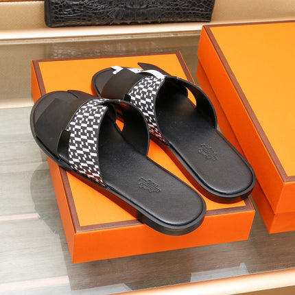 HM IZMIR SANDAL BLACK AND WHITE CALFSKIN