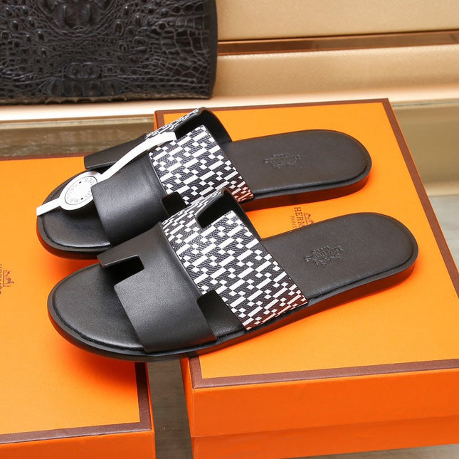 HM IZMIR SANDAL BLACK AND WHITE CALFSKIN