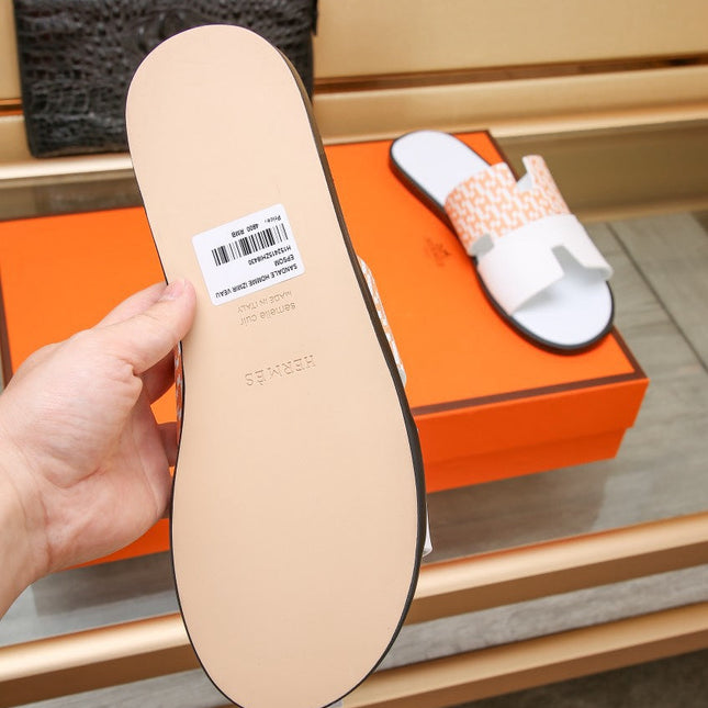HM IZMIR SANDAL WHITE AND TANGERINE CALFSKIN