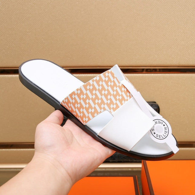 HM IZMIR SANDAL WHITE AND TANGERINE CALFSKIN