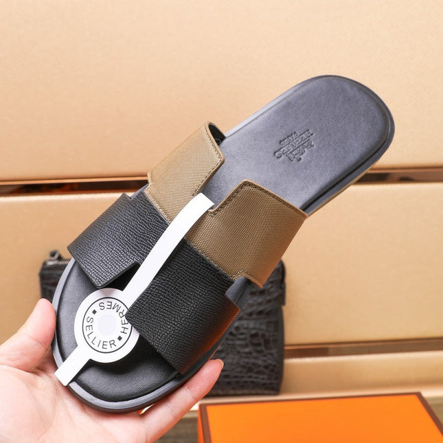 HM IZMIR SANDAL BLACK AND BROWN LAMBSKIN