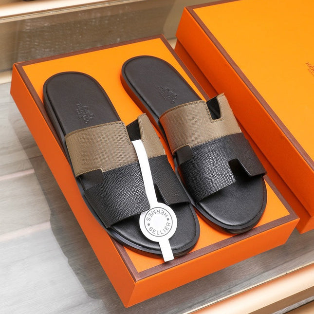 HM IZMIR SANDAL BLACK AND BROWN LAMBSKIN