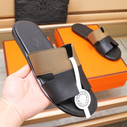 HM IZMIR SANDAL BLACK AND BROWN LAMBSKIN