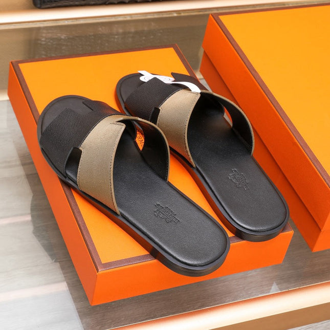 HM IZMIR SANDAL BLACK AND BROWN LAMBSKIN