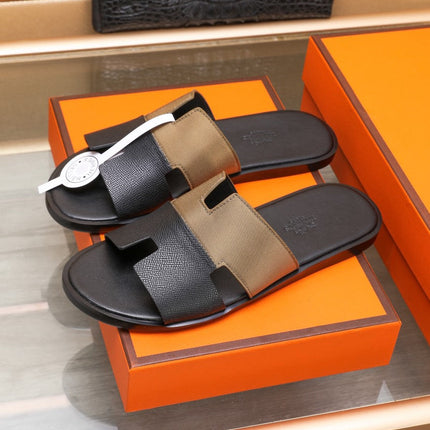 HM IZMIR SANDAL BLACK AND BROWN LAMBSKIN