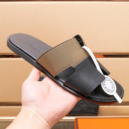 HM IZMIR SANDAL BLACK AND BROWN LAMBSKIN