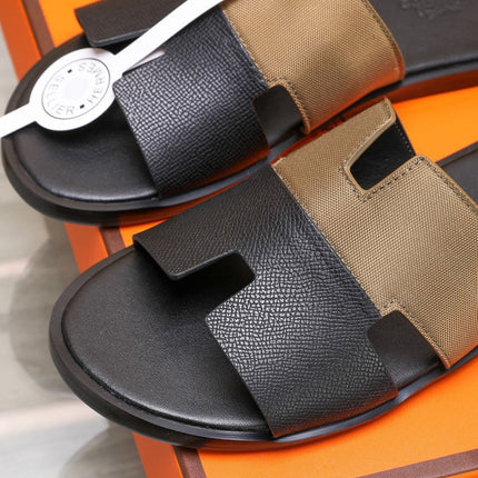 HM IZMIR SANDAL BLACK AND BROWN LAMBSKIN