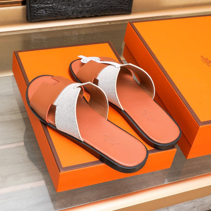HM IZMIR SANDAL ORANGE AND WHITE LAMBSKIN