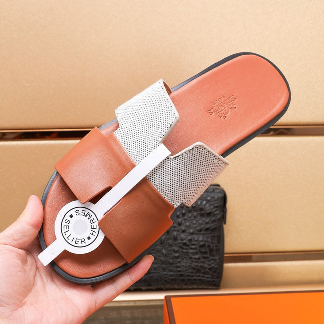 HM IZMIR SANDAL ORANGE AND WHITE LAMBSKIN