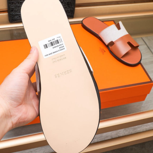 HM IZMIR SANDAL ORANGE AND WHITE LAMBSKIN