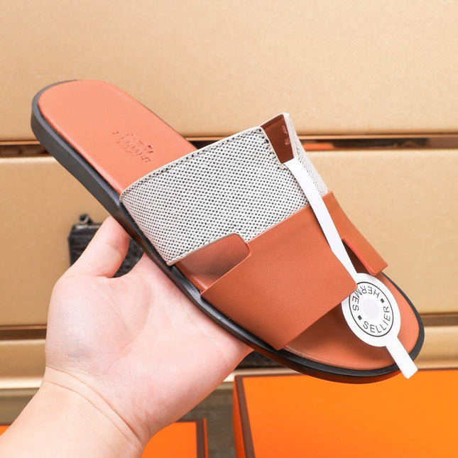HM IZMIR SANDAL ORANGE AND WHITE LAMBSKIN