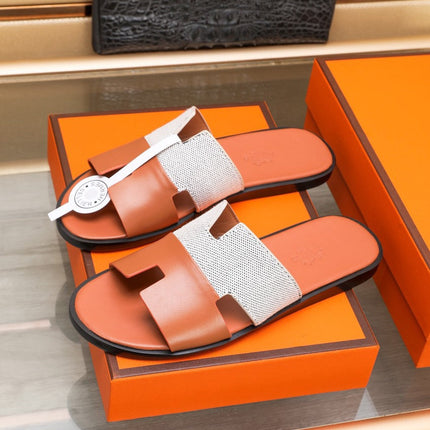 HM IZMIR SANDAL ORANGE AND WHITE LAMBSKIN