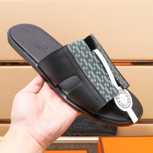 HM IZMIR SANDAL BLACK AND SAPPHIRE LAMBSKIN