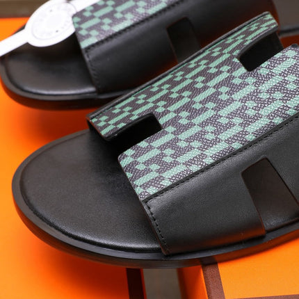 HM IZMIR SANDAL BLACK AND SAPPHIRE LAMBSKIN