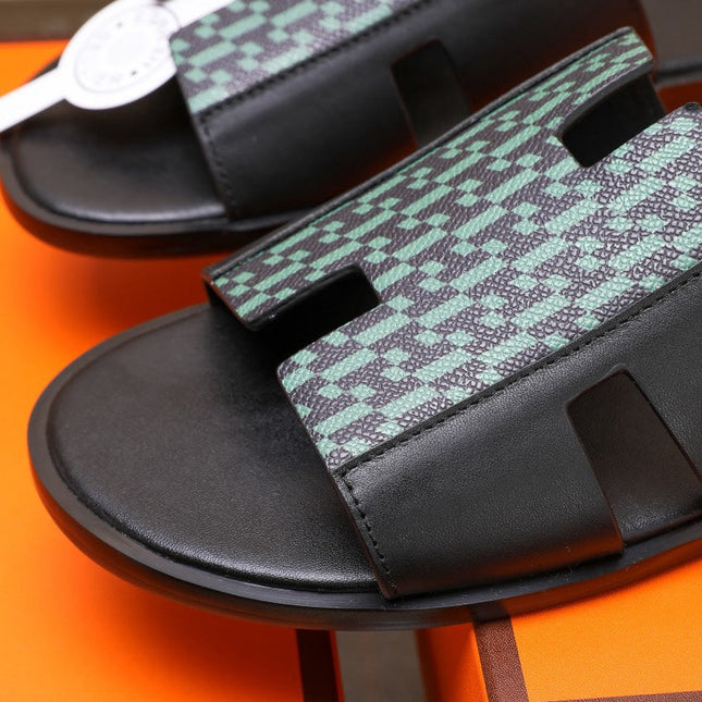 HM IZMIR SANDAL BLACK AND SAPPHIRE LAMBSKIN