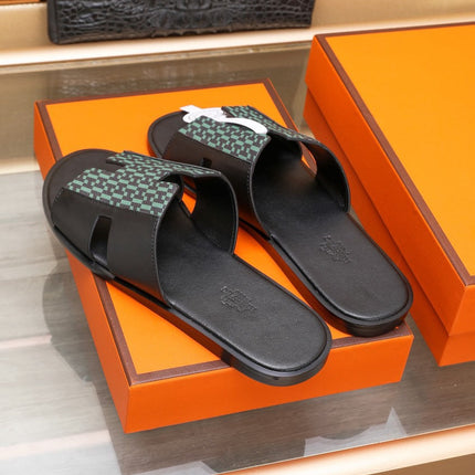 HM IZMIR SANDAL BLACK AND SAPPHIRE LAMBSKIN