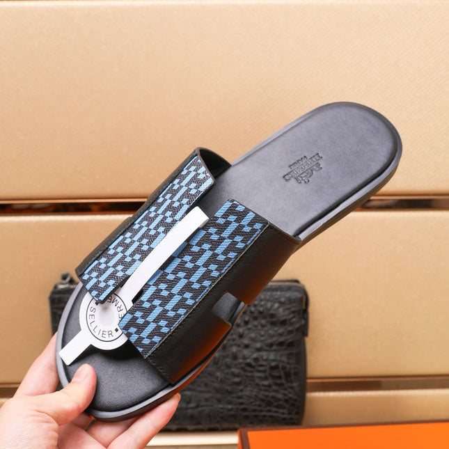 HM IZMIR SANDAL BLACK AND SKY LAMBSKIN