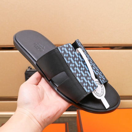 HM IZMIR SANDAL BLACK AND SKY LAMBSKIN