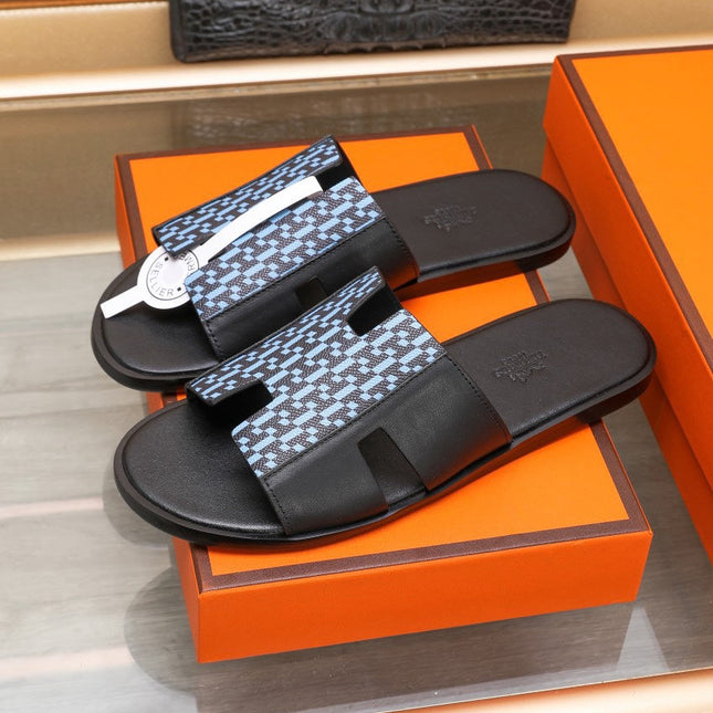 HM IZMIR SANDAL BLACK AND SKY LAMBSKIN