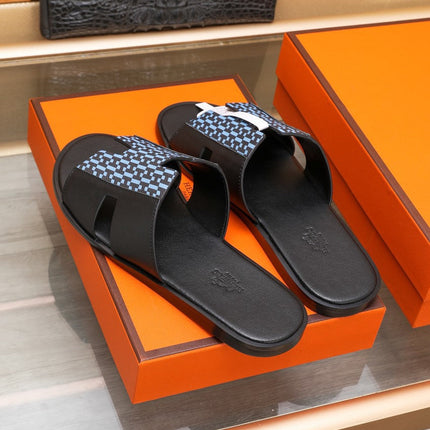 HM IZMIR SANDAL BLACK AND SKY LAMBSKIN