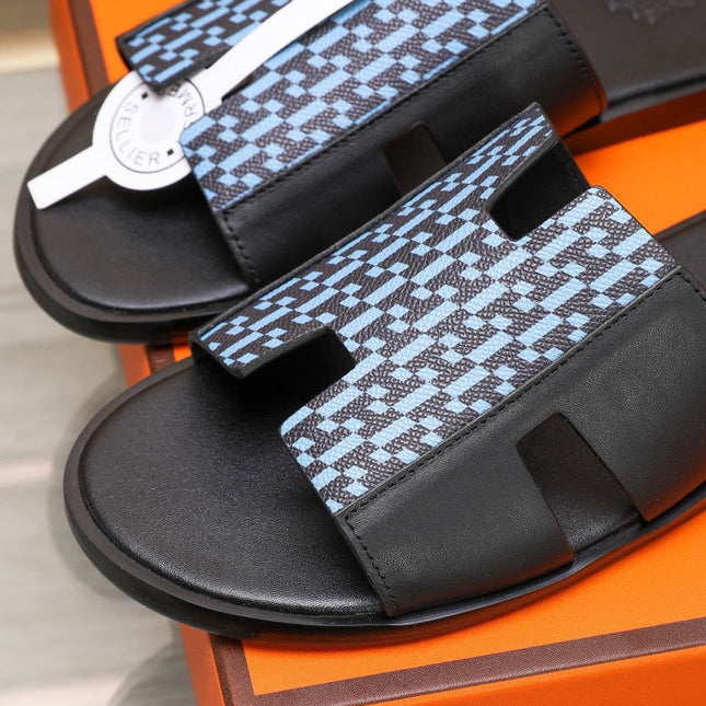 HM IZMIR SANDAL BLACK AND SKY LAMBSKIN