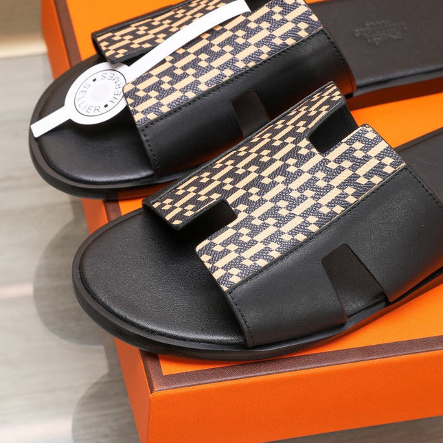 HM IZMIR SANDAL BLACK AND PEACHY LAMBSKIN