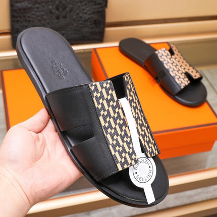 HM IZMIR SANDAL BLACK AND PEACHY LAMBSKIN