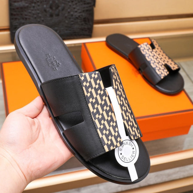 HM IZMIR SANDAL BLACK AND PEACHY LAMBSKIN