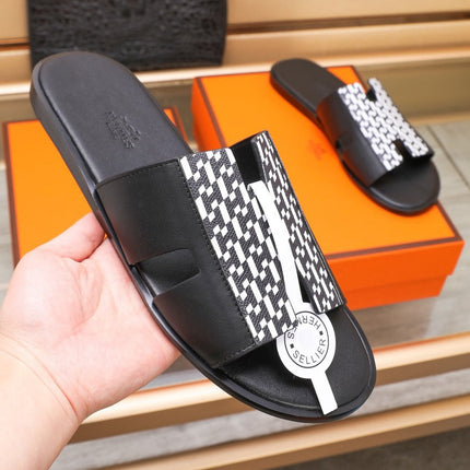 HM IZMIR SANDAL BLACK AND WHITE LAMBSKIN