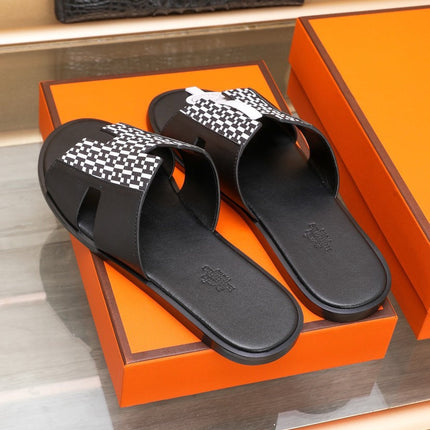 HM IZMIR SANDAL BLACK AND WHITE LAMBSKIN