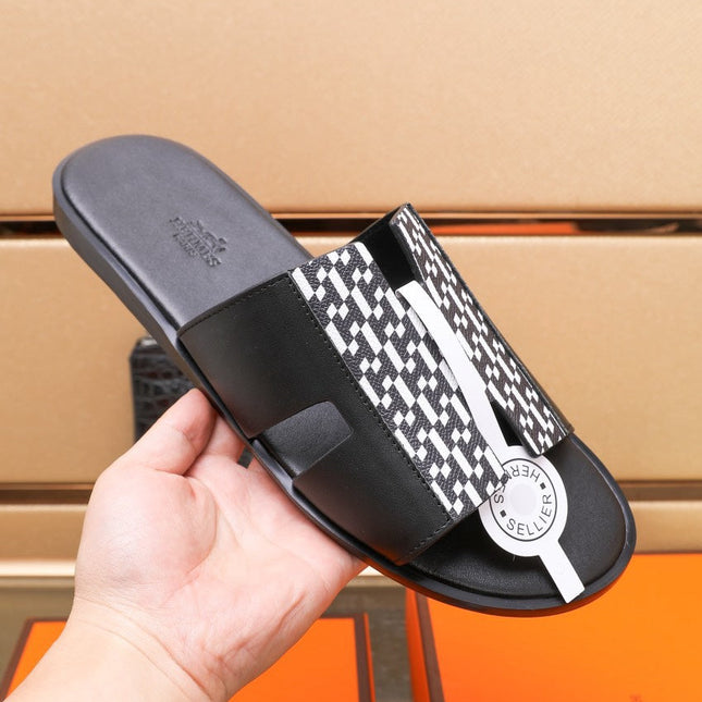HM IZMIR SANDAL BLACK AND WHITE LAMBSKIN