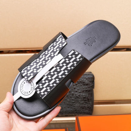 HM IZMIR SANDAL BLACK AND WHITE LAMBSKIN