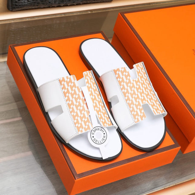 HM IZMIR SANDAL WHITE AND TANGERINE LAMBSKIN