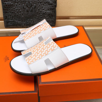 HM IZMIR SANDAL WHITE AND TANGERINE LAMBSKIN