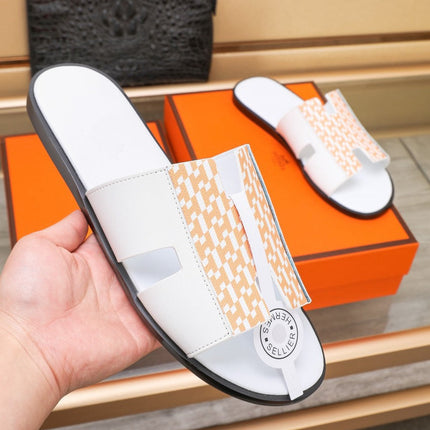 HM IZMIR SANDAL WHITE AND TANGERINE LAMBSKIN