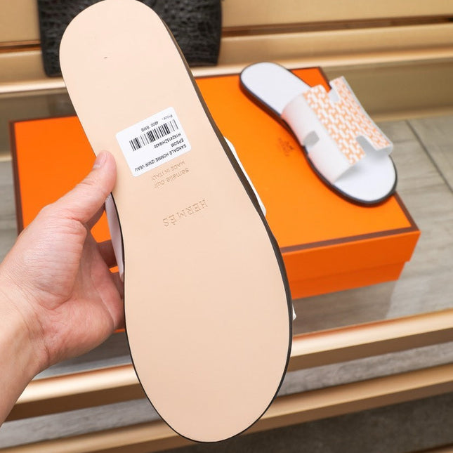 HM IZMIR SANDAL WHITE AND TANGERINE LAMBSKIN