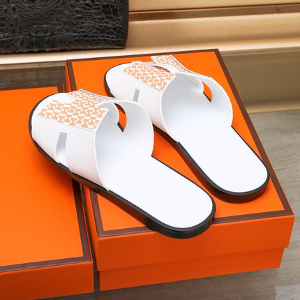 HM IZMIR SANDAL WHITE AND TANGERINE LAMBSKIN