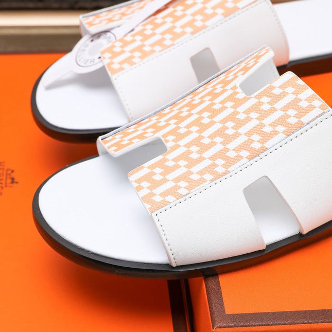 HM IZMIR SANDAL WHITE AND TANGERINE LAMBSKIN