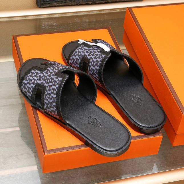HM ORAN SANDAL BLACK AND LAVENDER LAMBSKIN