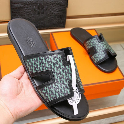 HM ORAN SANDAL BLACK AND SAPPHIRE LAMBSKIN