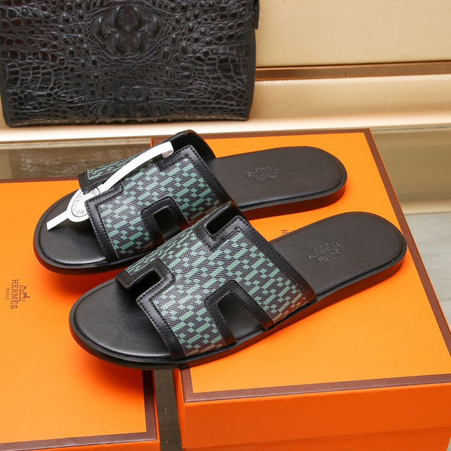 HM ORAN SANDAL BLACK AND SAPPHIRE LAMBSKIN