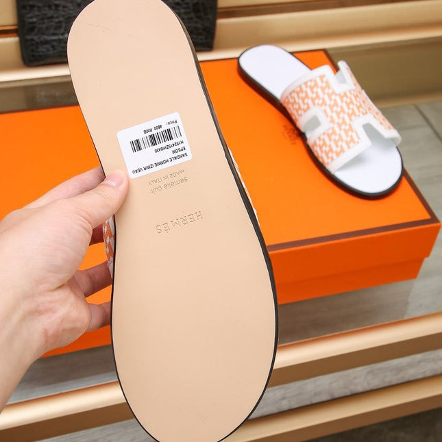 HM ORAN SANDAL WHITE AND TANGERINE LAMBSKIN