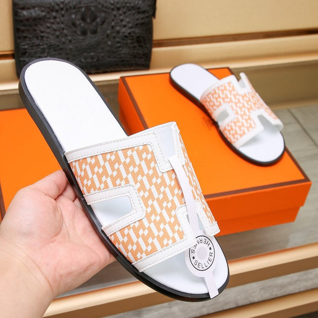 HM ORAN SANDAL WHITE AND TANGERINE LAMBSKIN