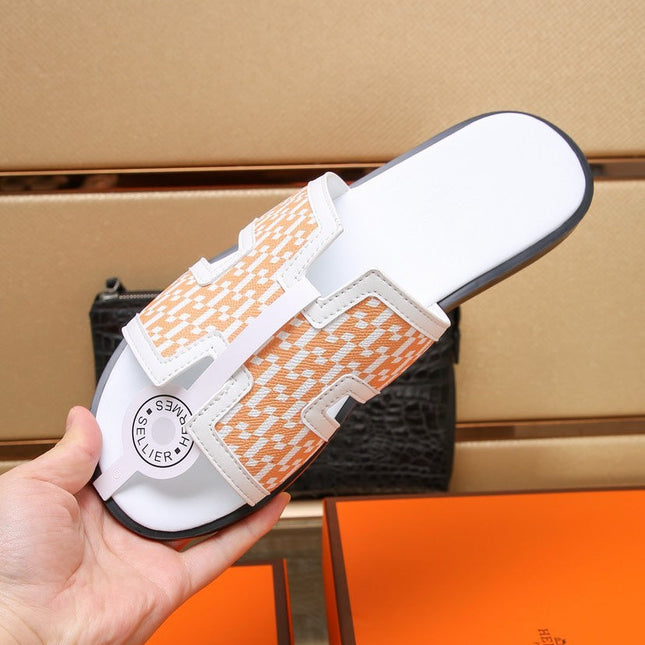 HM ORAN SANDAL WHITE AND TANGERINE LAMBSKIN