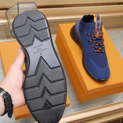 LV TRAINERS DAMIER NAVY BLUE MESH FABRIC