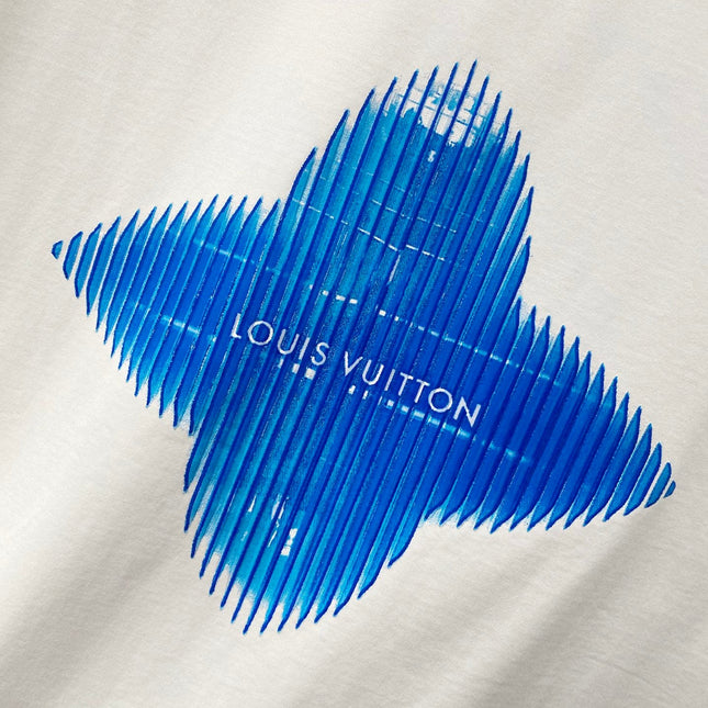 LV T-SHIRT IN WHITE COTTON BLUE LOGO PRINT 238837