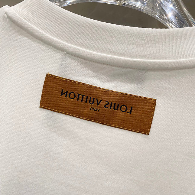 LV T-SHIRT IN WHITE COTTON BLUE LOGO PRINT 238837