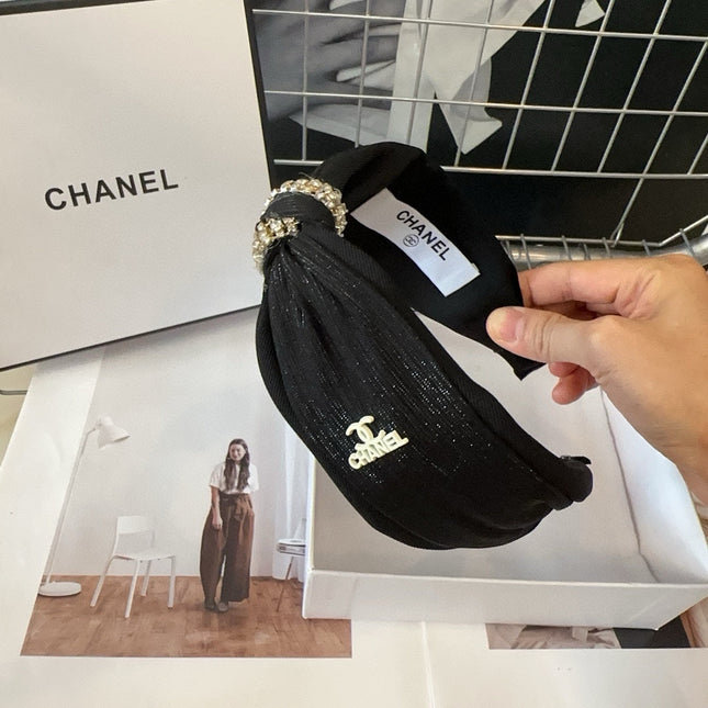 BLACK SILK AND FABRIC HAIRBAND 410877