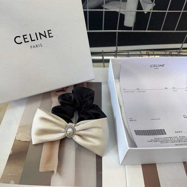 WHITE MIX BLACK SILK SCRUNCHIE 410892
