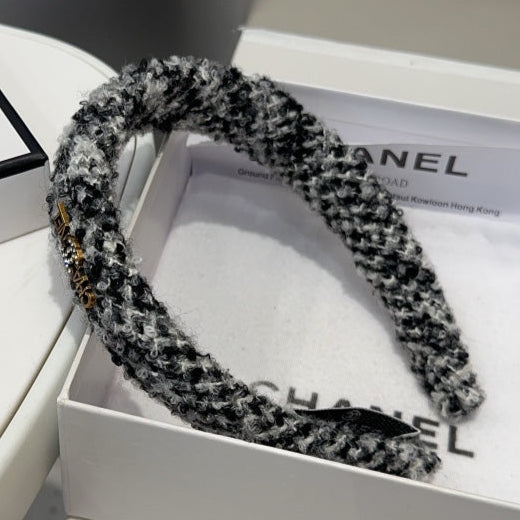 BLACK MIX WHITE WOOL HAIRBAND 412547